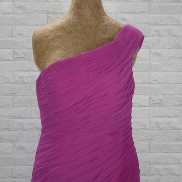 MORI LEE Dress One Shoulder Mother of Bride Wedding Formal Fuchsia Plus Size 16 - Picture 2 of 13